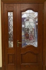 Special Shape Triple Glazed Door Insert Patina Caming  For Wooden Doors