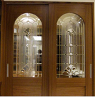 4MM 2300 X 2000MM Craftsman Leaded Beveled Glass Doors Windows With Brass Came